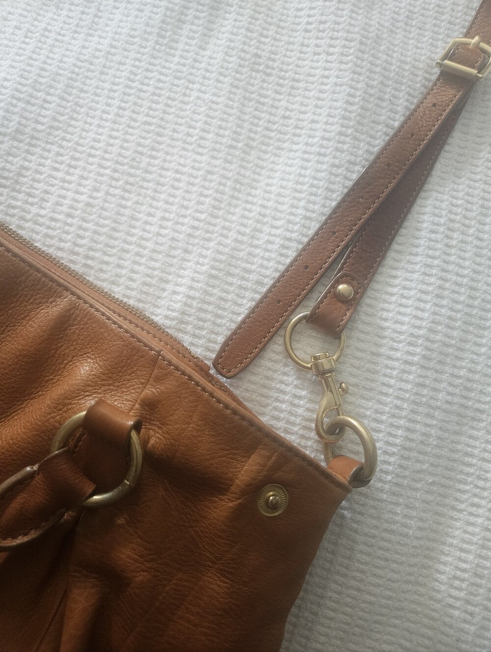 J.crew Classic Brown Leather Shoulder/ Crossbody Bag - Versatile Everyday Tote - Picture 12 of 13